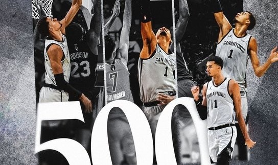 蓝鲸体育-文班亚马生涯盖帽数达到500 历史第二年轻&amp;143场历史第四快